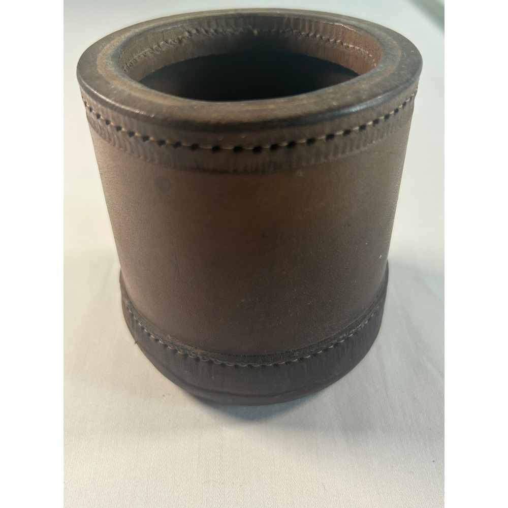 Unbranded Leather Dice Cup Unisex OS Brown Stitched Vintage Style